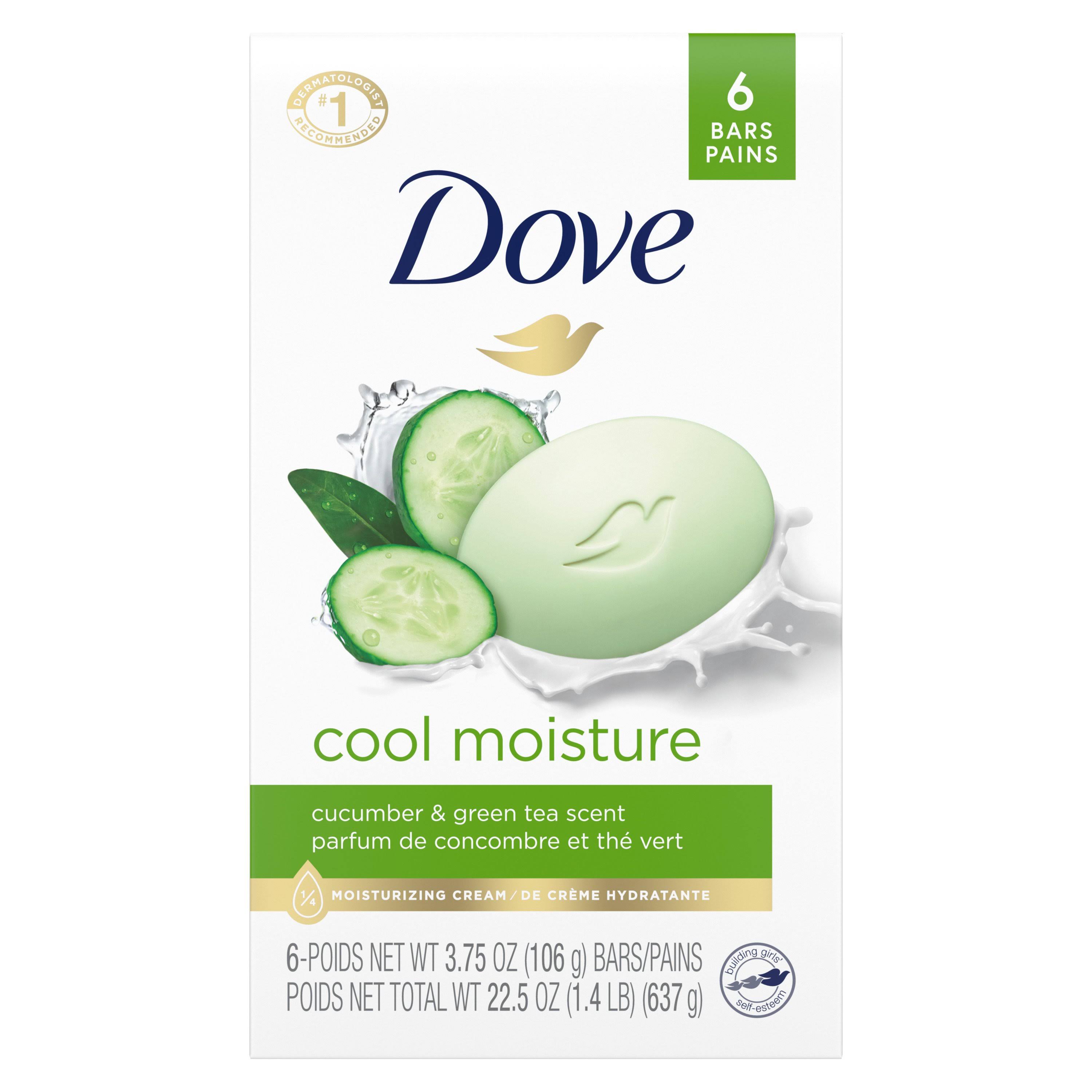 Dove Go Fresh Cool Moisture Beauty Bar with Cucumber & Green Tea Scent Bath Bars - 6 x 4 oz