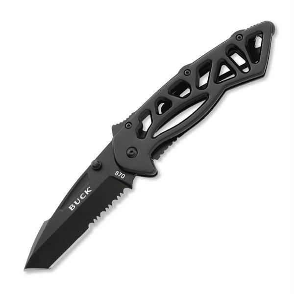 Buck Bones Tactical Folding Knife - Black