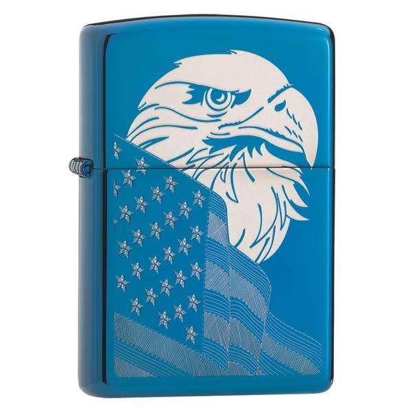Zippo Eagle And Flag High Lighter - Polish Blue