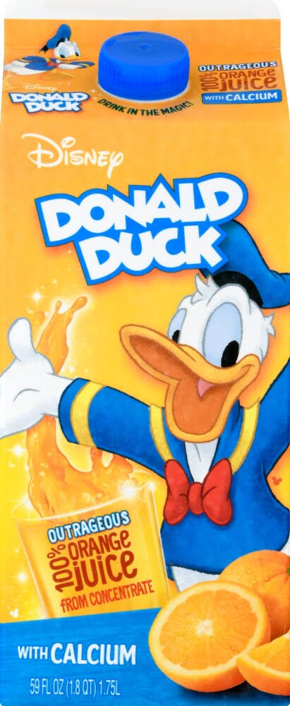 Disney 100% Juice, Orange, with Calcium, Donald Duck - 59 fl oz