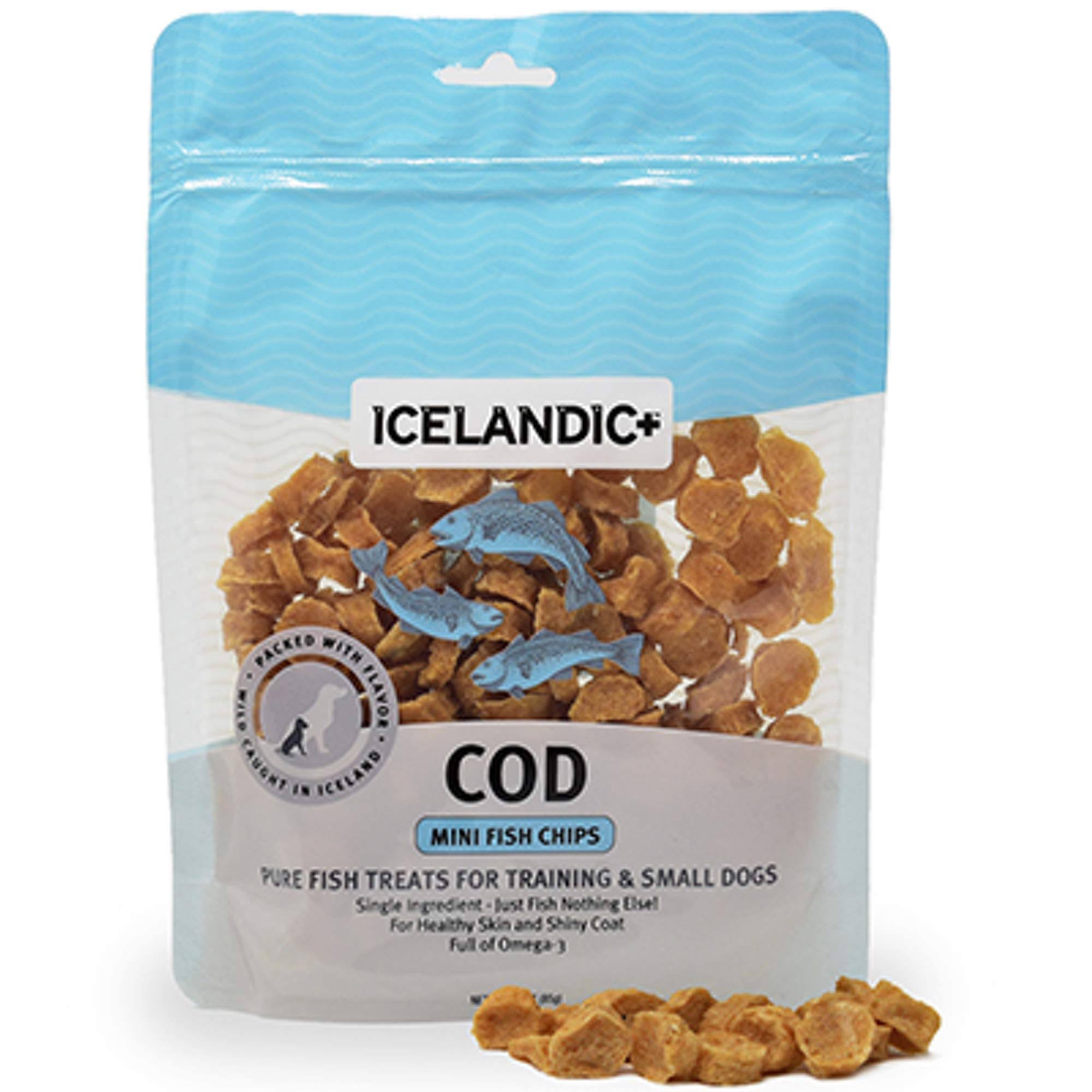 Icelandic+ Mini Cod Fish Chips Small Dog Treats - 3 oz