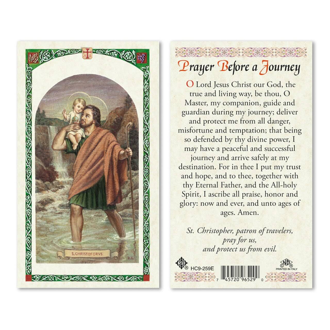 Saint Christopher Journey Laminated Prayer Card-Single from San Francis Imports | Discount Catholic Products