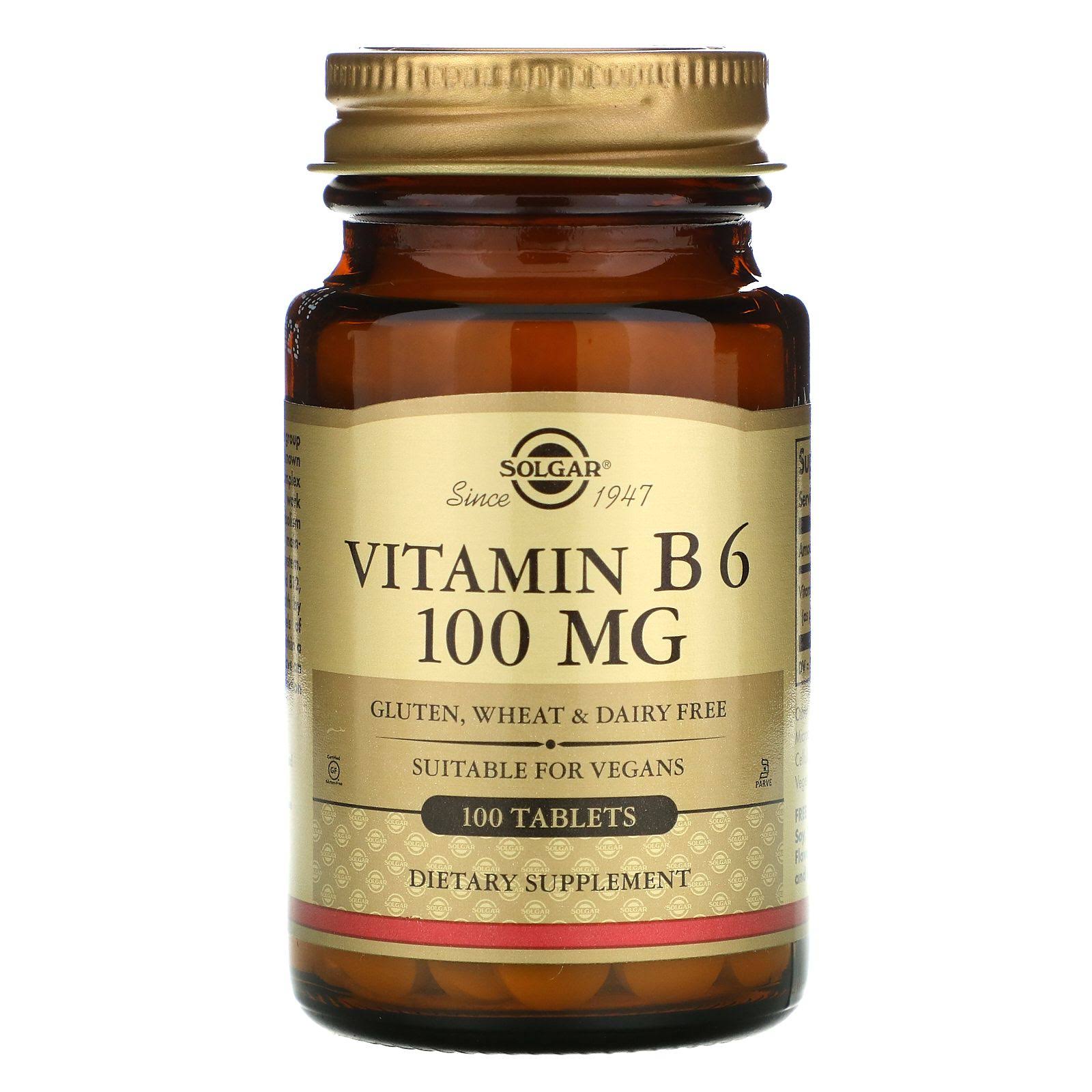 Solgar Vitamin B6 100mg Dietary Supplement - 100 Tablets