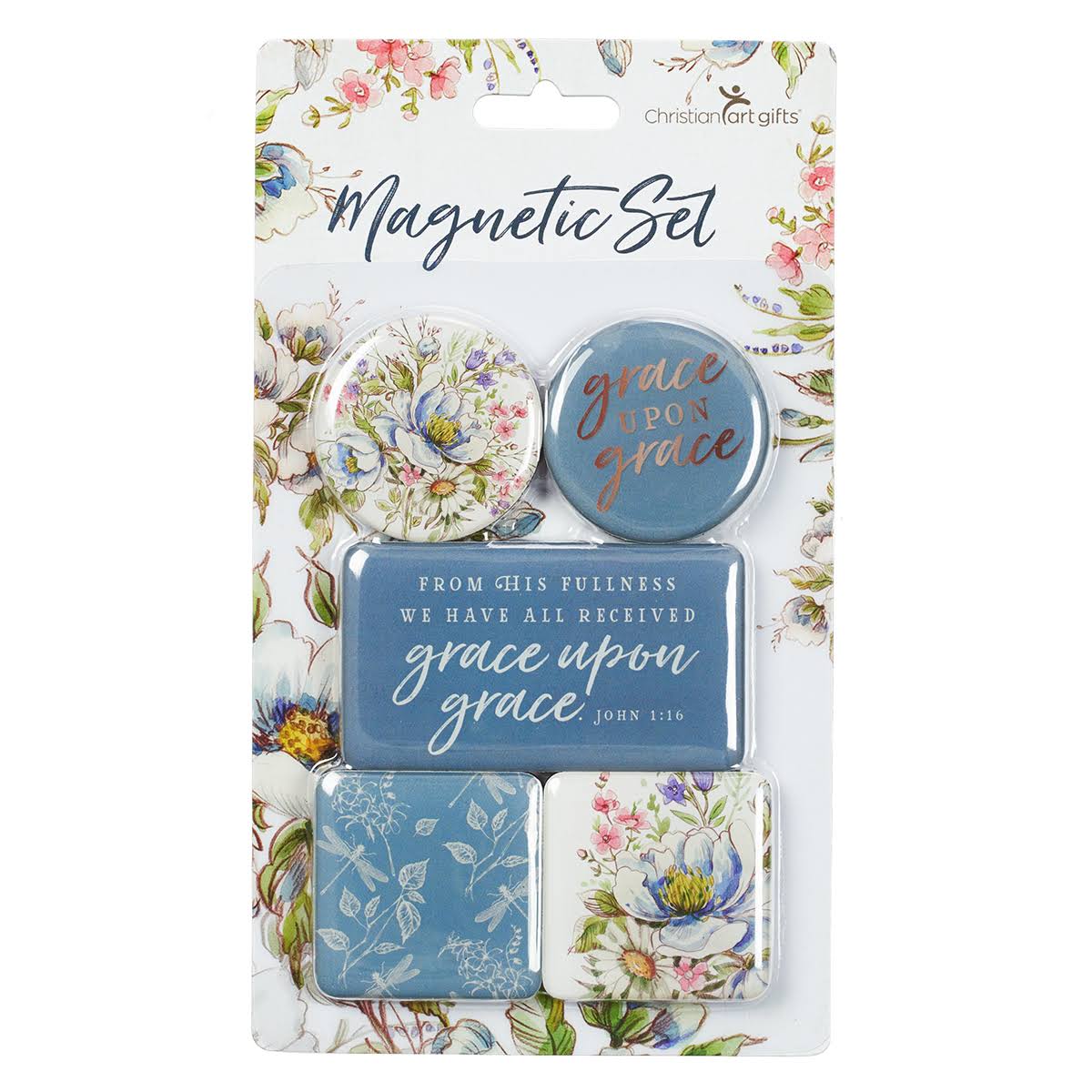 Grace Upon Grace Magnetic Set - Blue/Floral, 5pcs