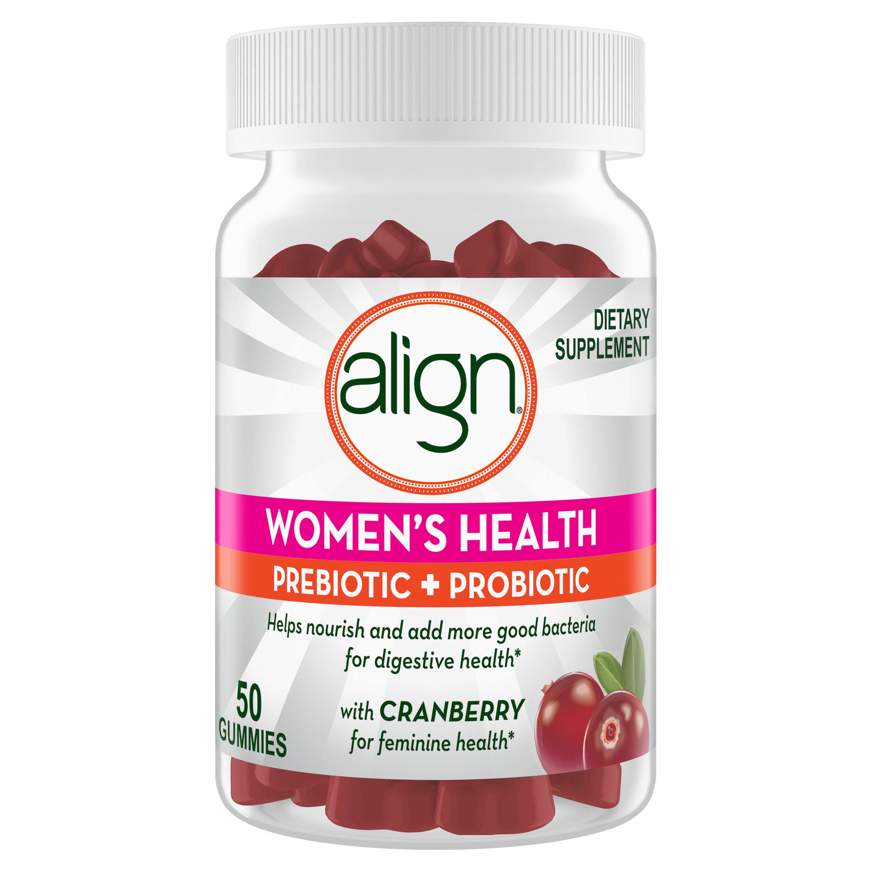 Align Women’s Health Prebiotic Probiotic Supplements - Cranberry, 50ct