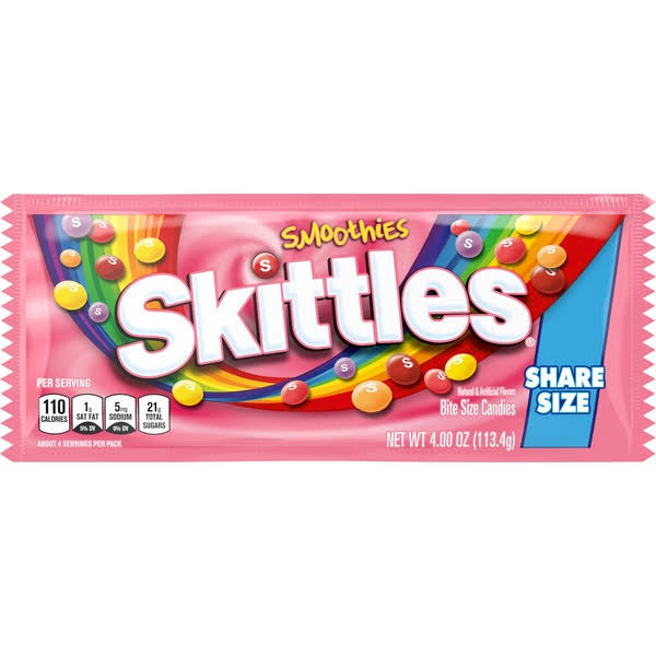 Skittles Candies, Bite Size, Smoothies, Share Size - 4.00 oz