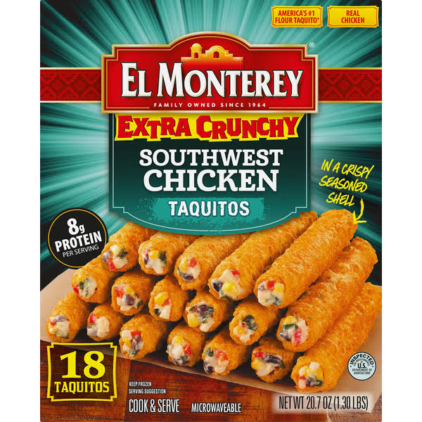 El Monterey Southwest Chicken Extra Crunchy Taquitos - 24.2oz, 21 Count