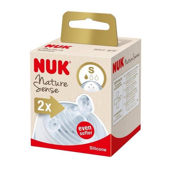 NUK Nature Sense Silicone 0-6 Months Teats 2 Pack-Small
