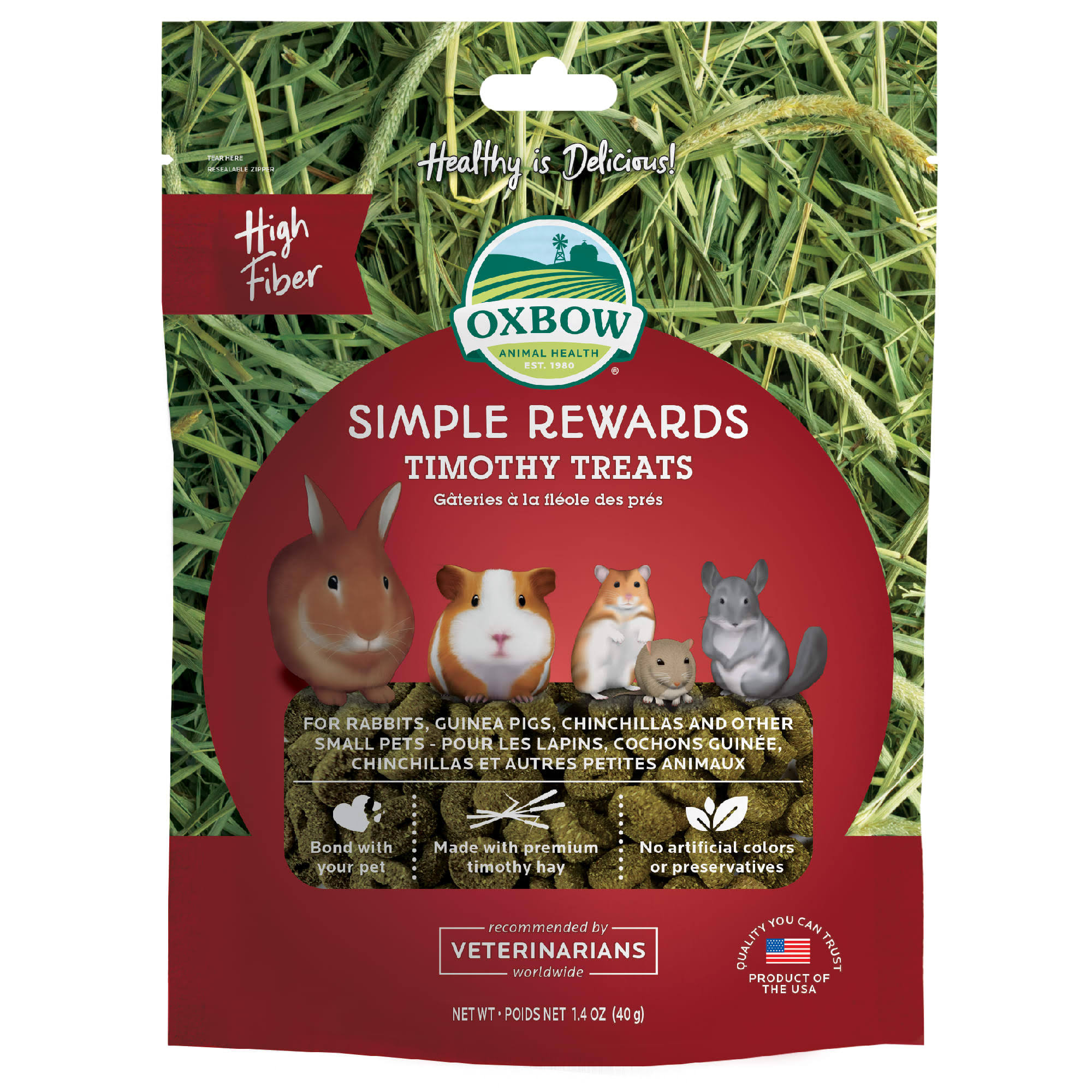 Oxbow Simple Rewards All Natural Hay Small Animals Treat - Timothy Grass, 0.5oz
