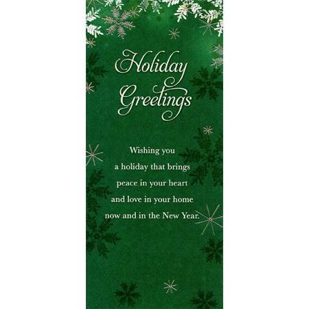 Designer Greetings Holiday Greetings: Snowflakes on Deep Green - Package of 8 Christmas Money / Gift Card Holders, Size: 3.4 x 7.5
