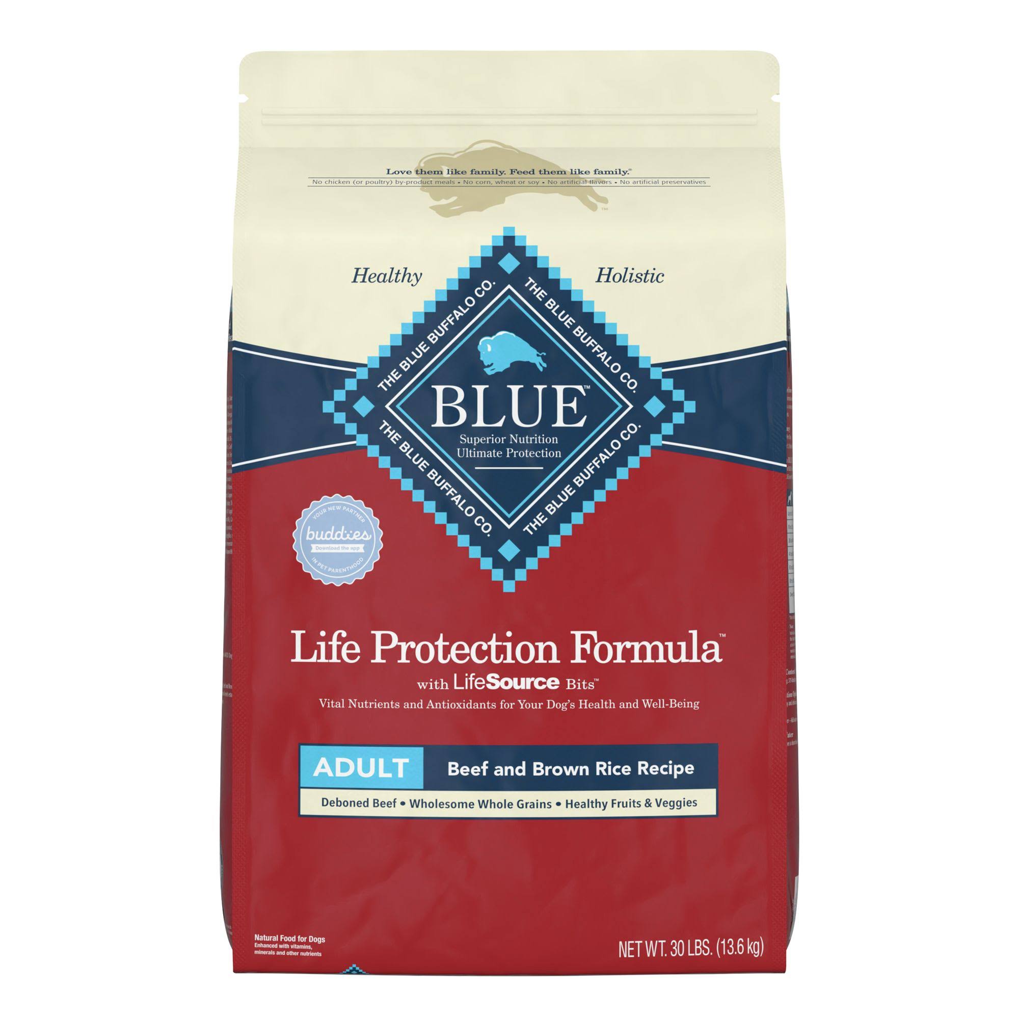 Blue Buffalo Life Protection Formula Natural Adult Beef and Brown Rice Dry Dog Food, 30 lbs.