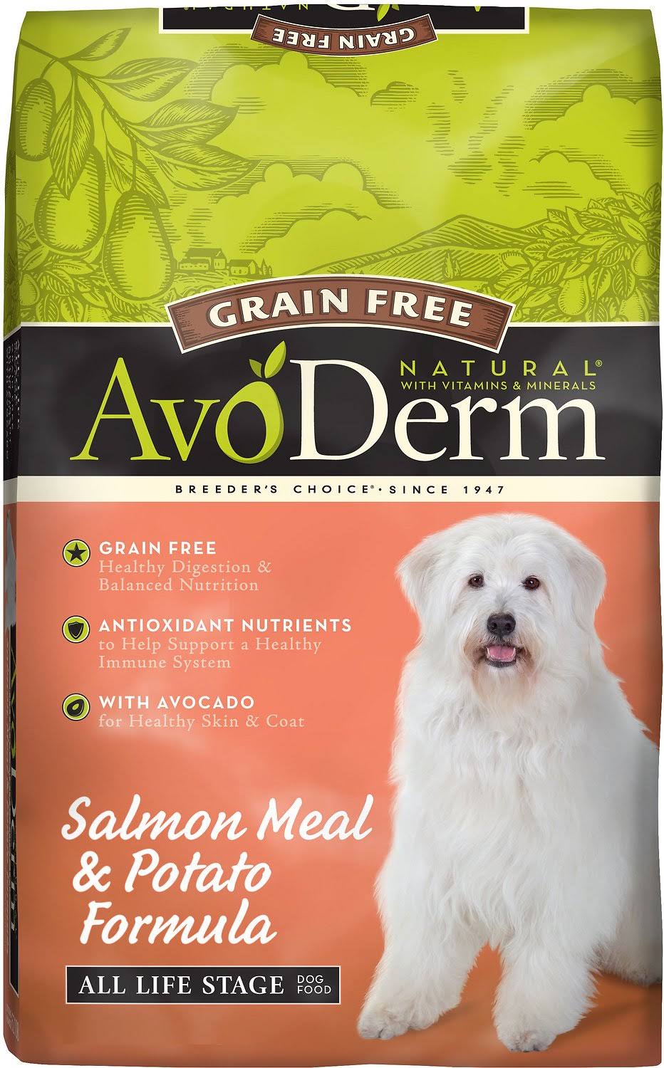 AvoDerm Natural Grain Free Salmon Meal And Potato Formula Dog Food - 24lbs