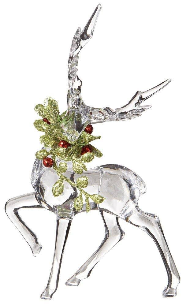 Ganz Kissing Krystals Christmas Acrylic Mistletoe Reindeer Figurine - 6"