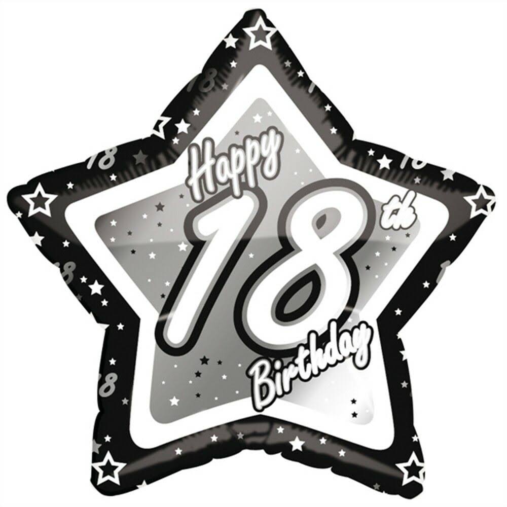 18" Black & Silver 18" Birthday Foil Balloon - Mylar Balloons Foil