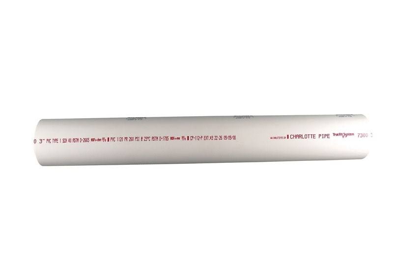 Charlotte Pipe PVC Sch 40 Solid Pipe 1.9cm x 0.6m