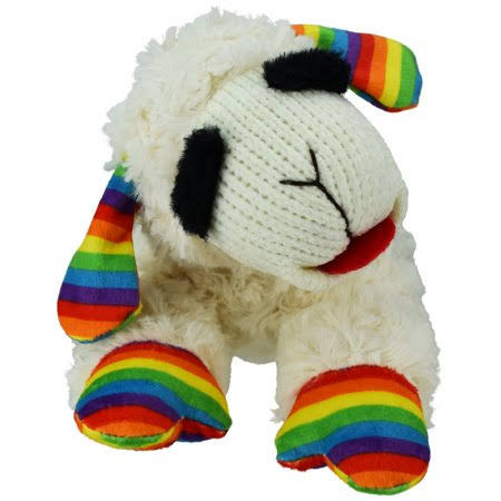 Multipet Rainbow Lamb Chop, Dog Toy, Size 10.5 inch, Multicolor