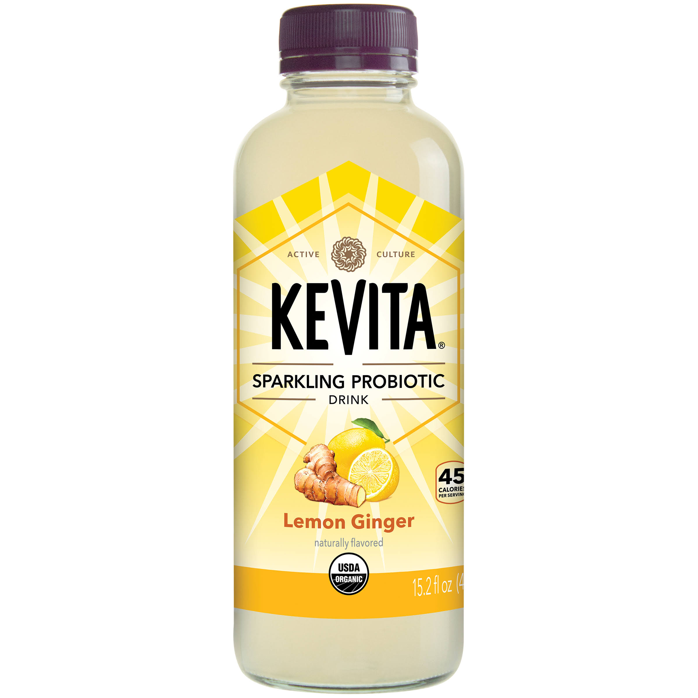 KeVita Sparkling Probiotic Drink - Lemon Ginger, 15.2oz