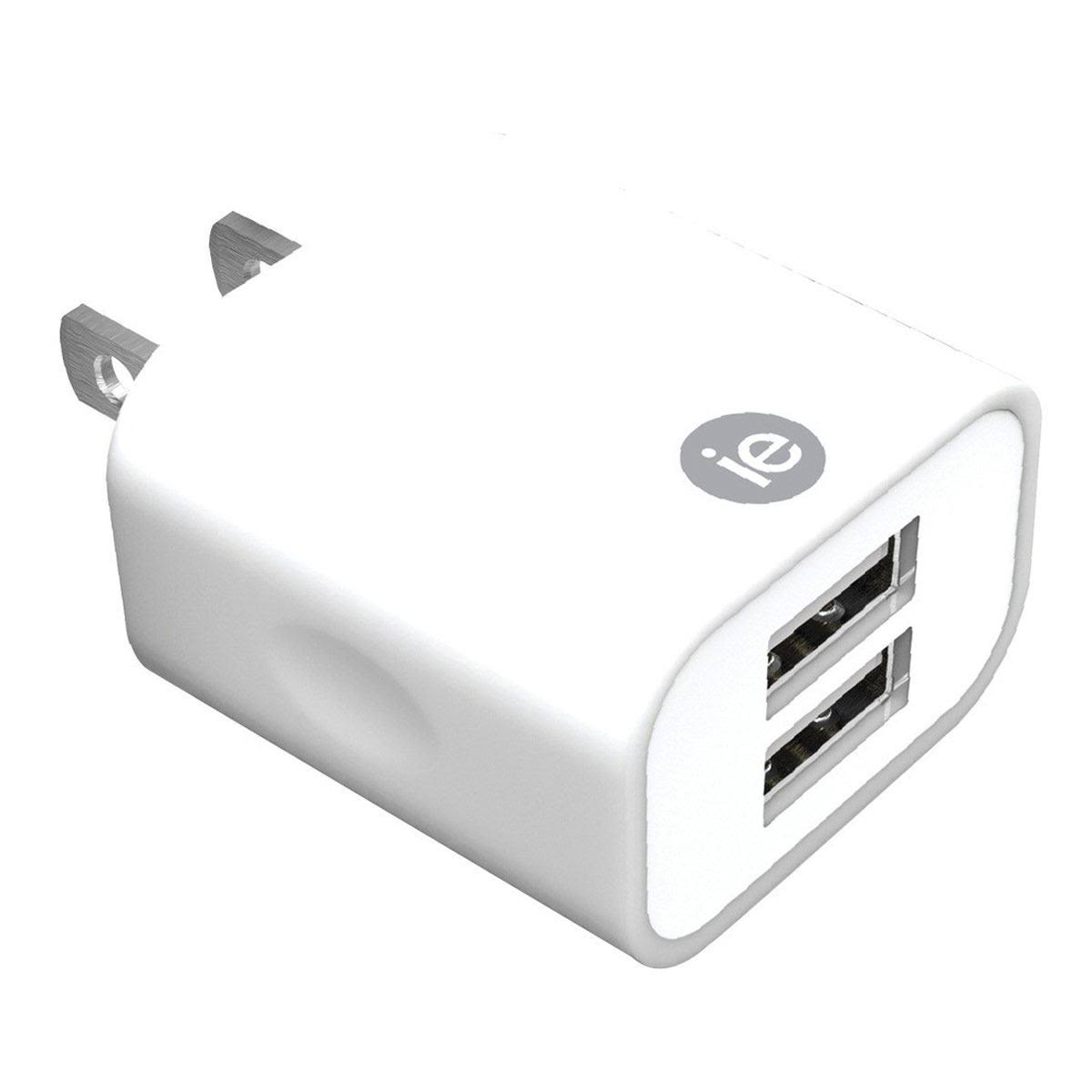 iEssentials IEN-AC22A-WT 2.4-Amp Dual USB Wall Charger (White)