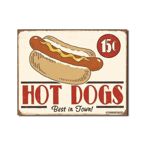 Desperate Enterprises Hot Dogs Best In Town Vintage Metal Sign - 16"x13"