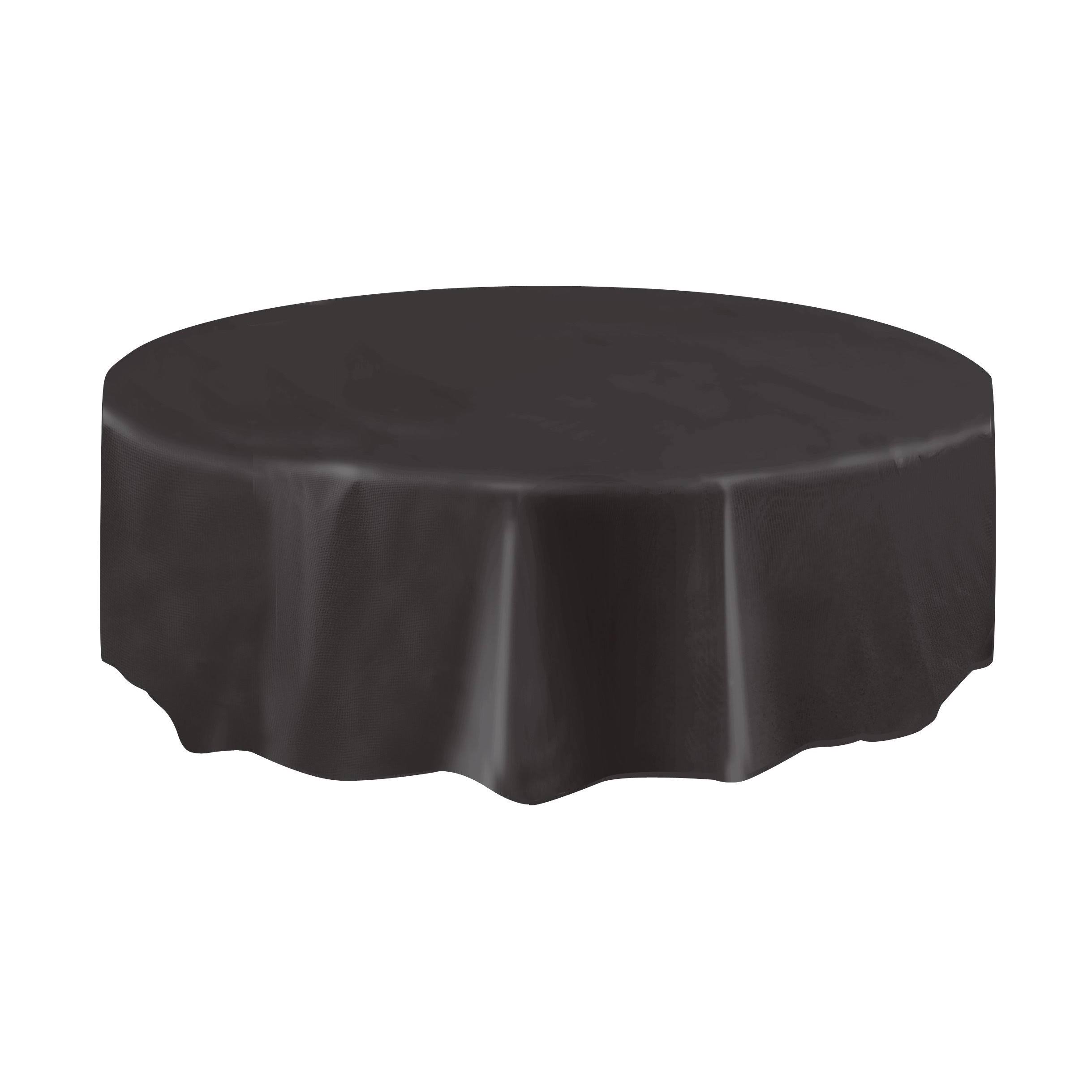 Unique Round Plastic Table Cover - 84", Black