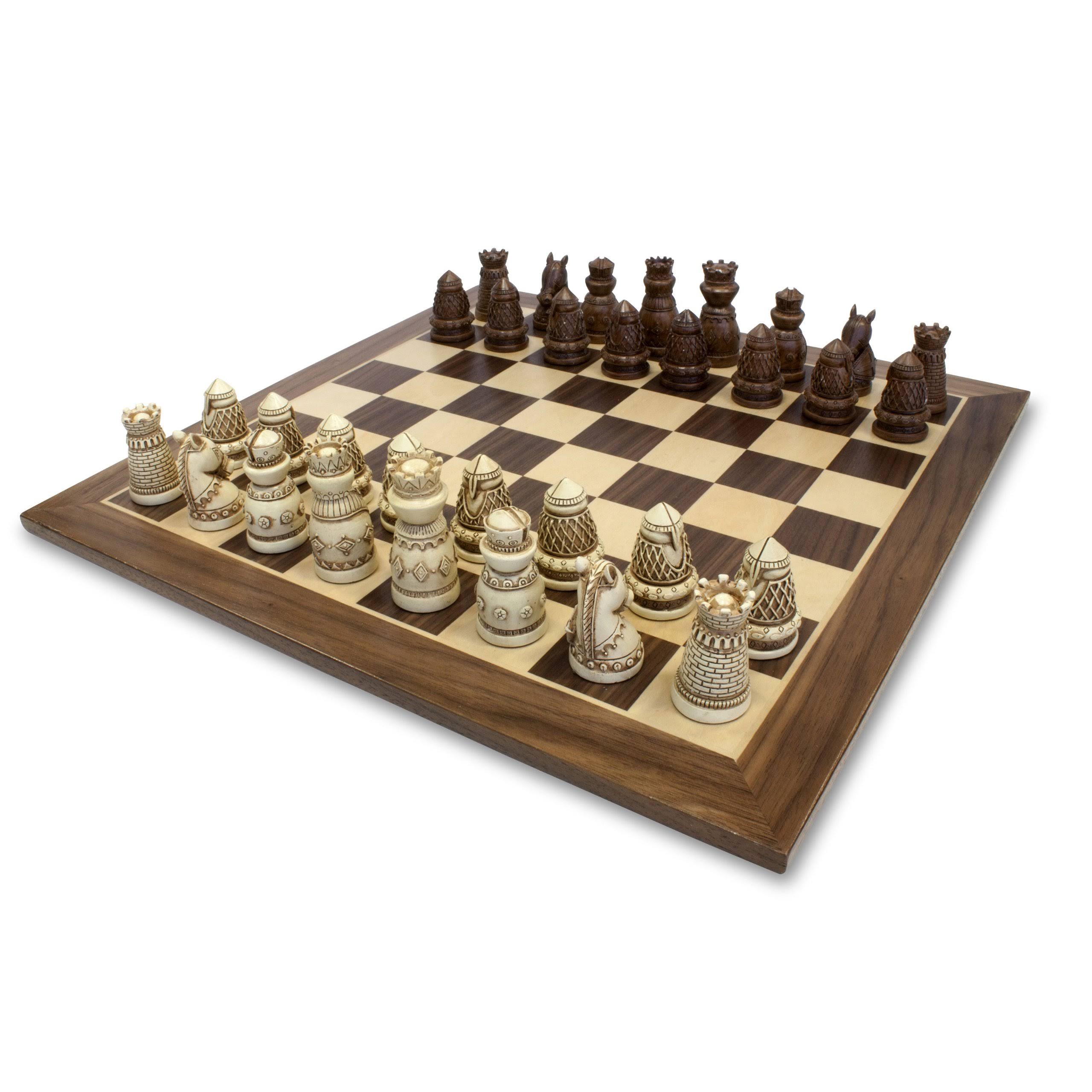 Wood Expressions Mediaeval Chess Set with Wooden Board
