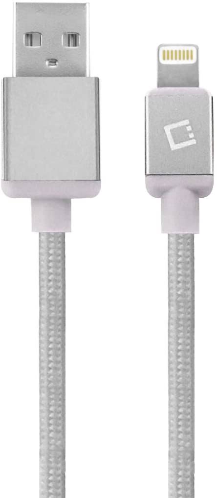 Cellet Lightning USB Charging Data Nylon Cable - 8 Pin, 10', Silver