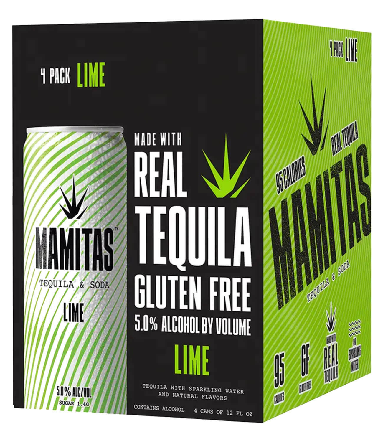 Mamitas Tequila & Soda, Lime, 4 Pack - 4 pack, 12 fl oz cans