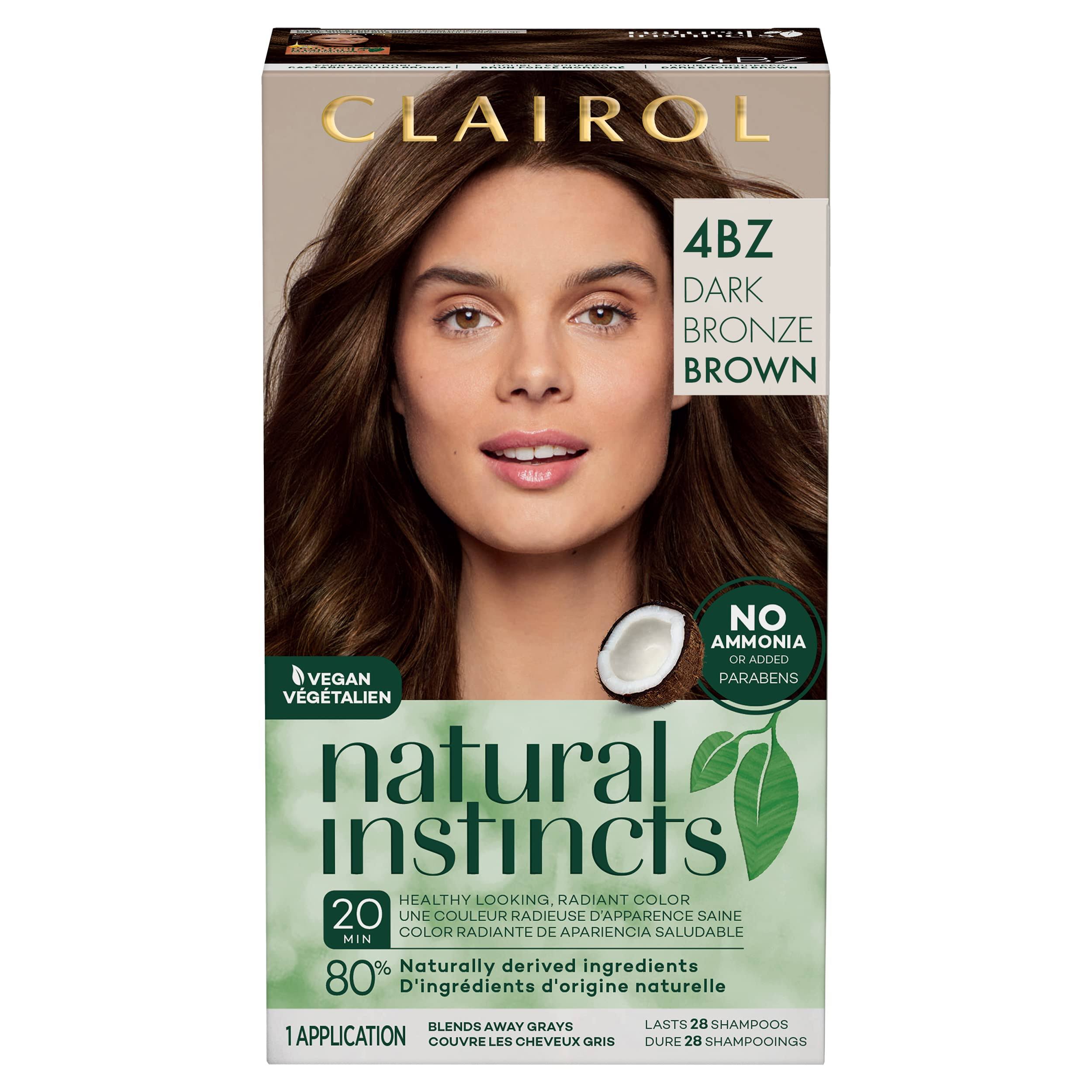 Clairol Natural Instincts Semi-Permanent Hair Dye, 4BZ Dark Bronze Brown Hair Color, 1 Count