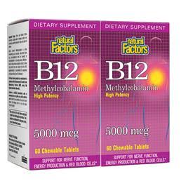 Natural Factors Vitamin B12 Methylcobalamin 5000mcg Bonus Pack 60