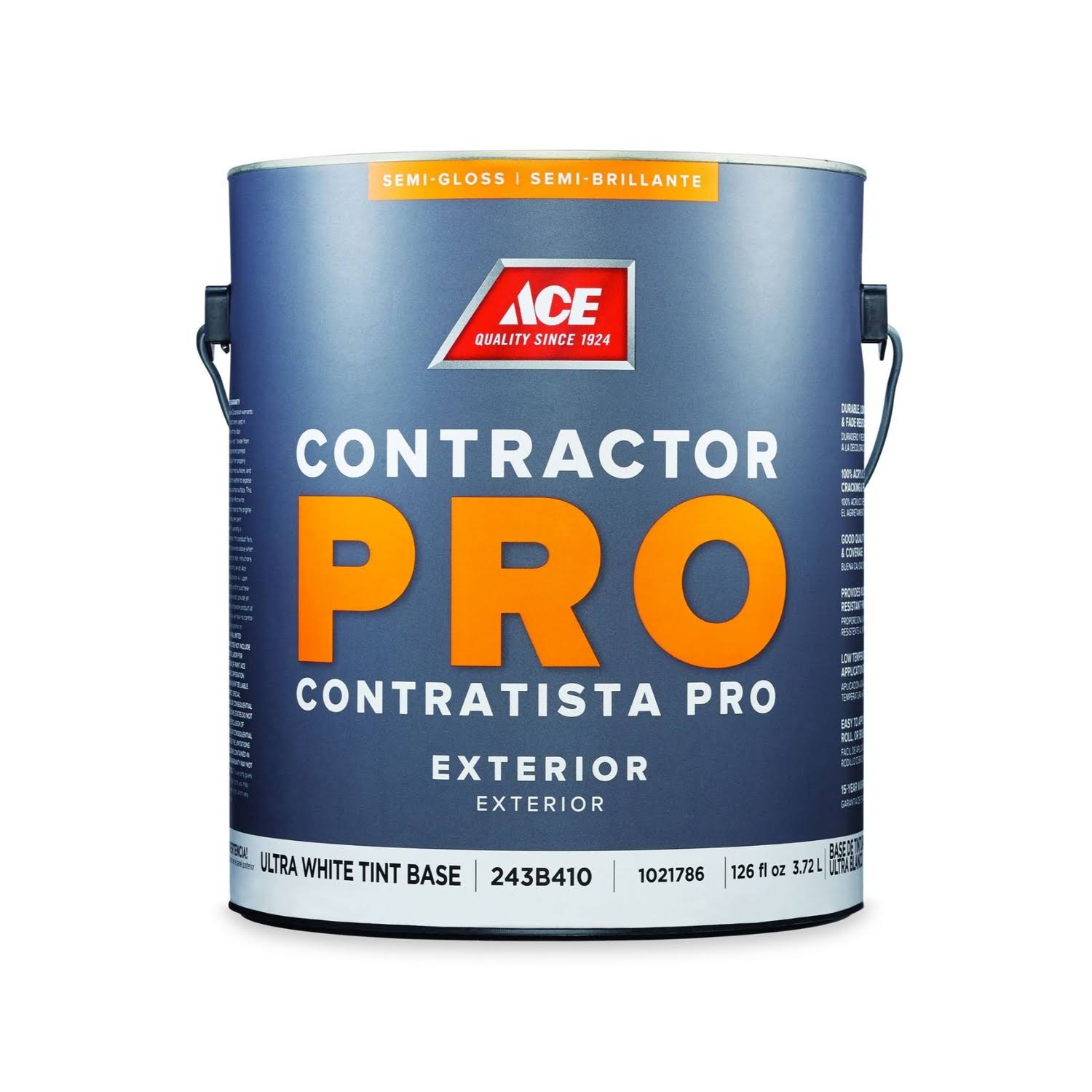 Ace Contractor Pro Semi-Gloss Tint Base Ultra White Base Acrylic Latex Paint Exterior 1 gal.