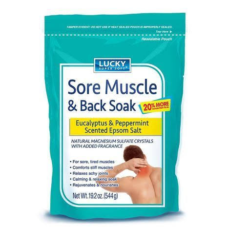 Lucky Super Soft Sore Muscle & Back Soak Eucalyptus Mint Epsom Salt - 19.2 Ounces - Ideal Food Basket - Delivered by Mercato