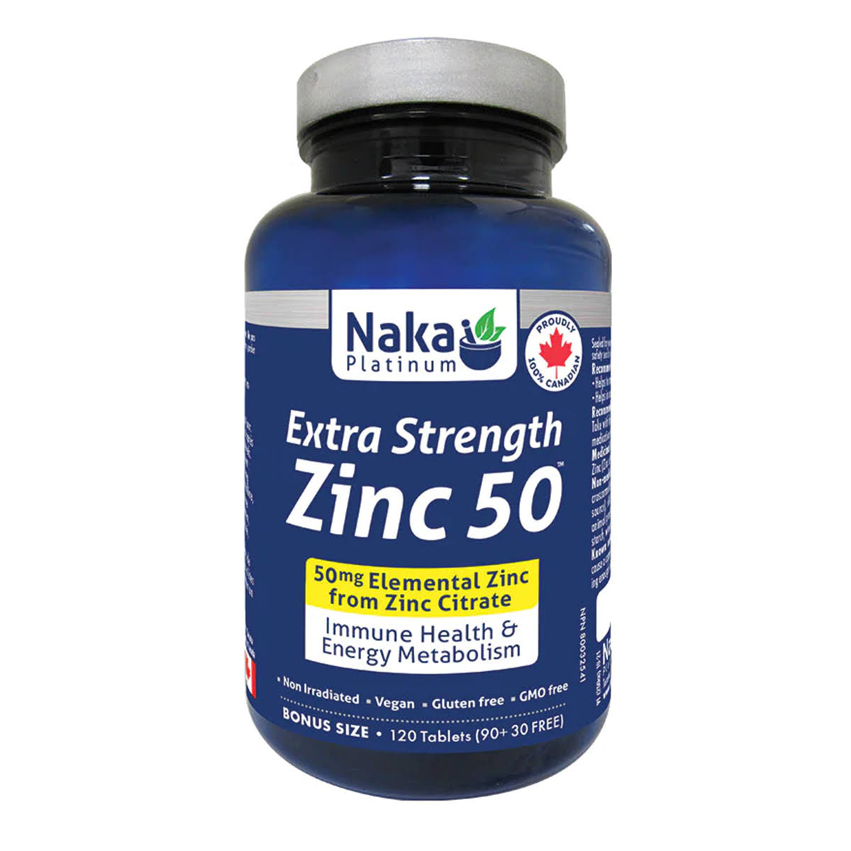 Naka Platinum EXTRA STRENGTH ZINC 50, 120 Tablets