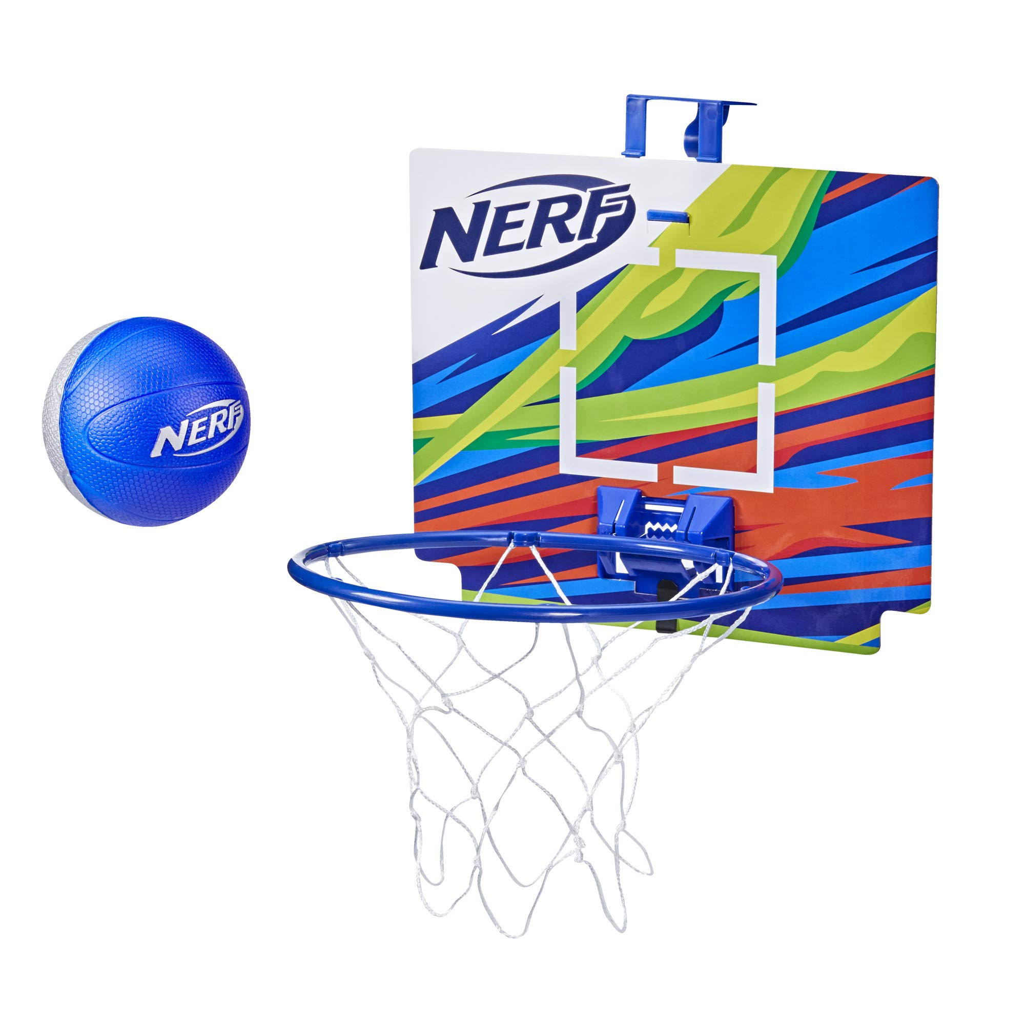 NERF Nerfoop - Classic Mini Foam Basketball & Hoop - Hooks On Doors - Indoor and Outdoor Play