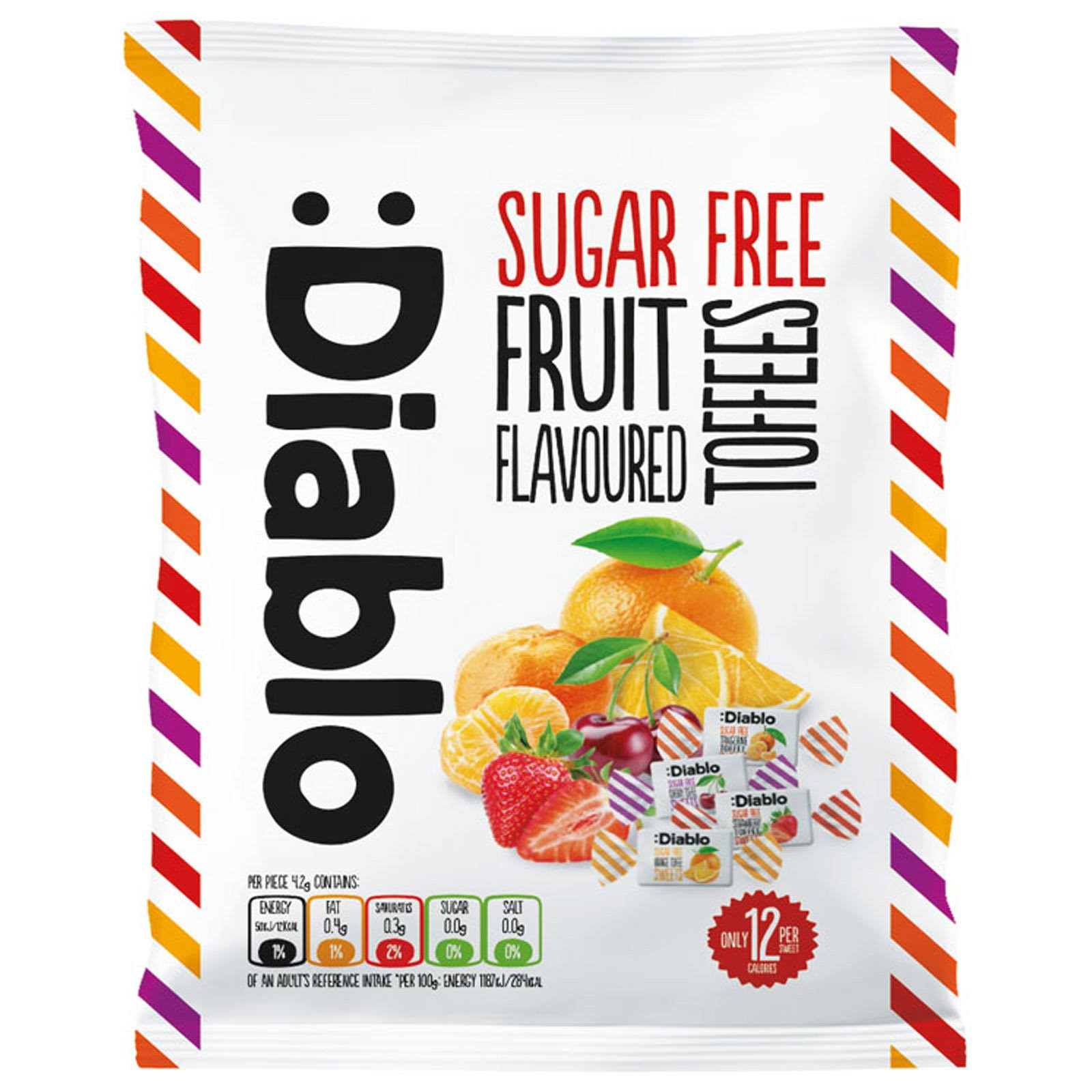 Diablo Sugar Free Fruit Flavoured Toffee Sweets Bag 75g