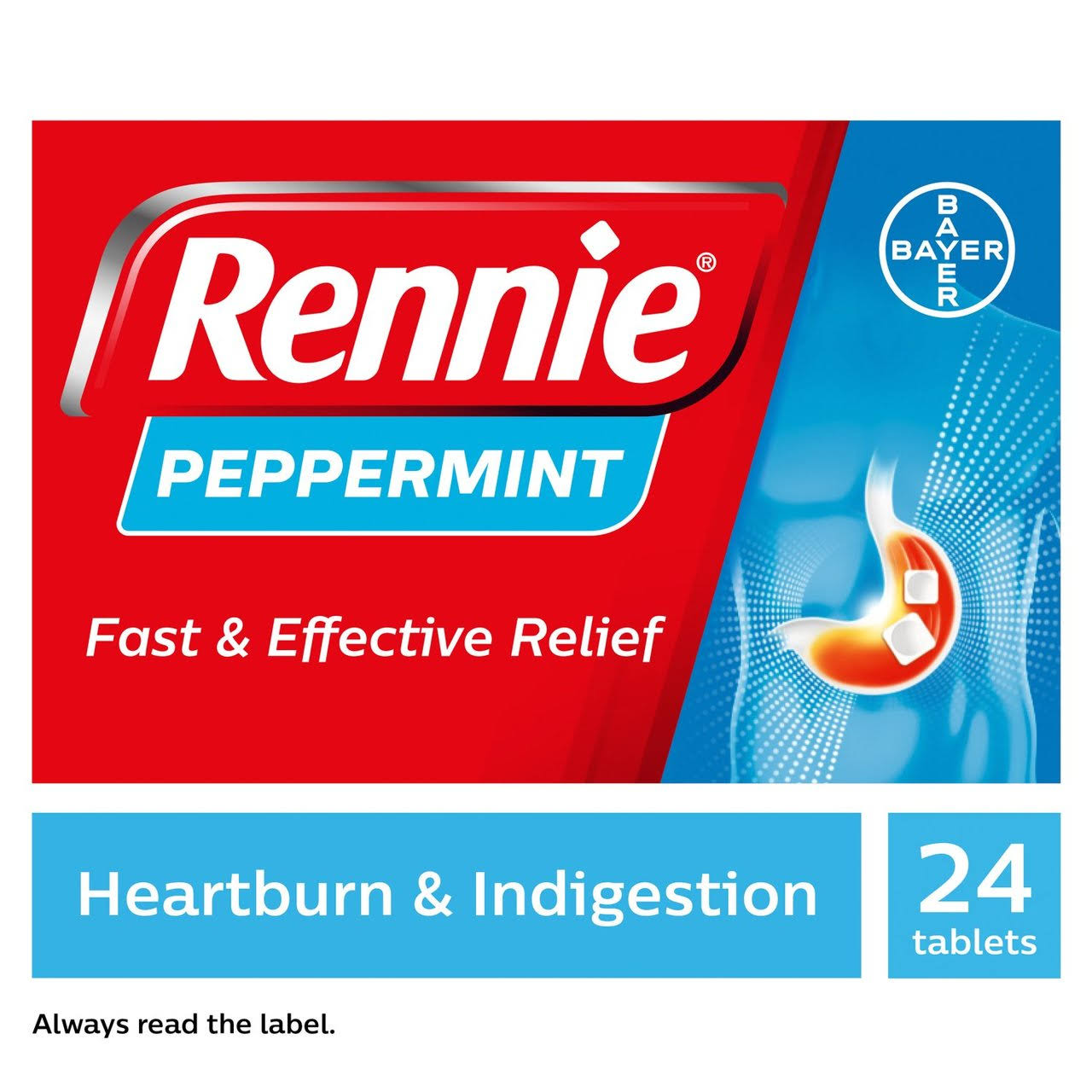 Rennie Indigestion and Heartburn Relief Chewable Tablets - Peppermint, 24 Tablets
