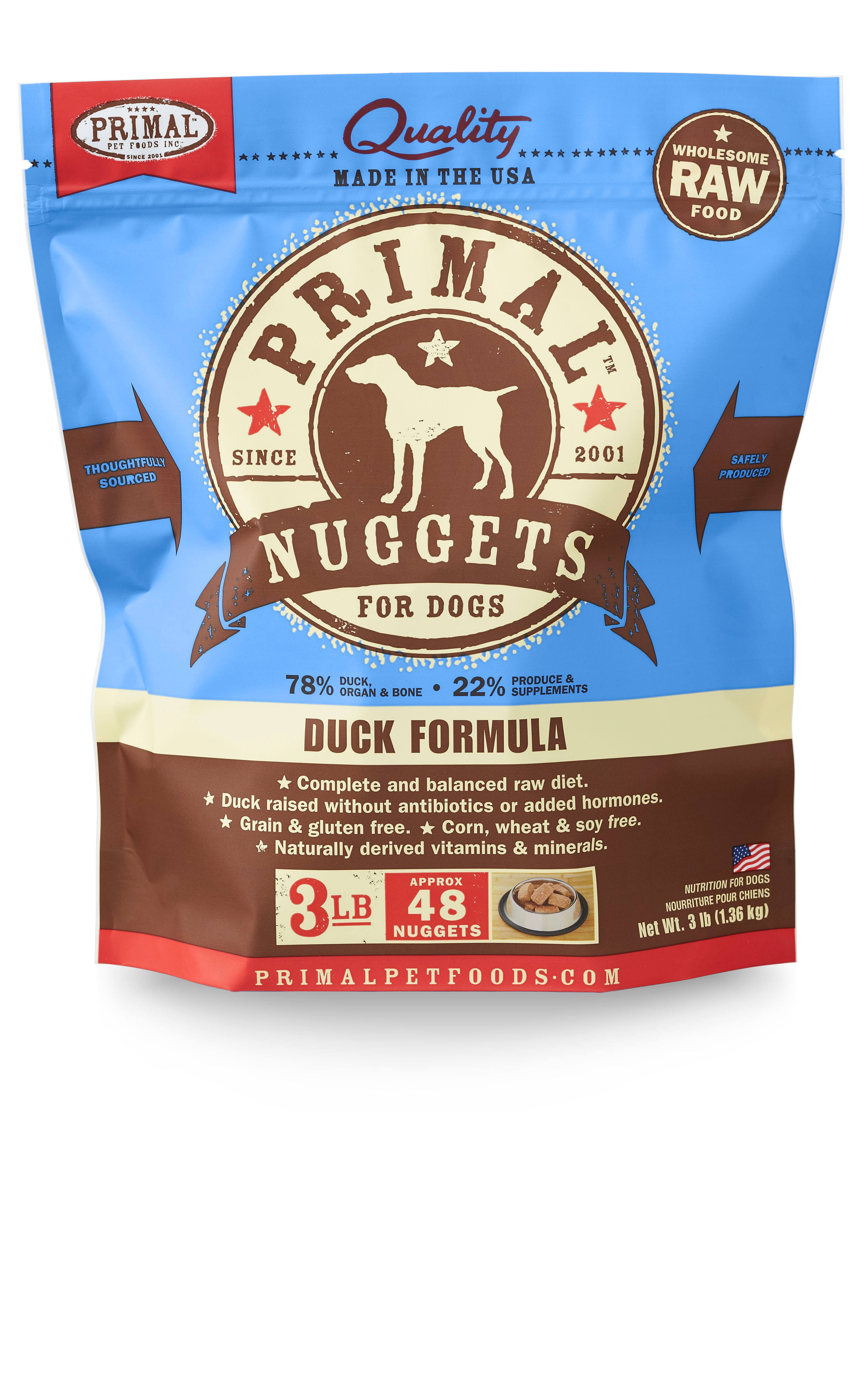 Primal Dog Raw Frozen Duck Nuggets 3lb