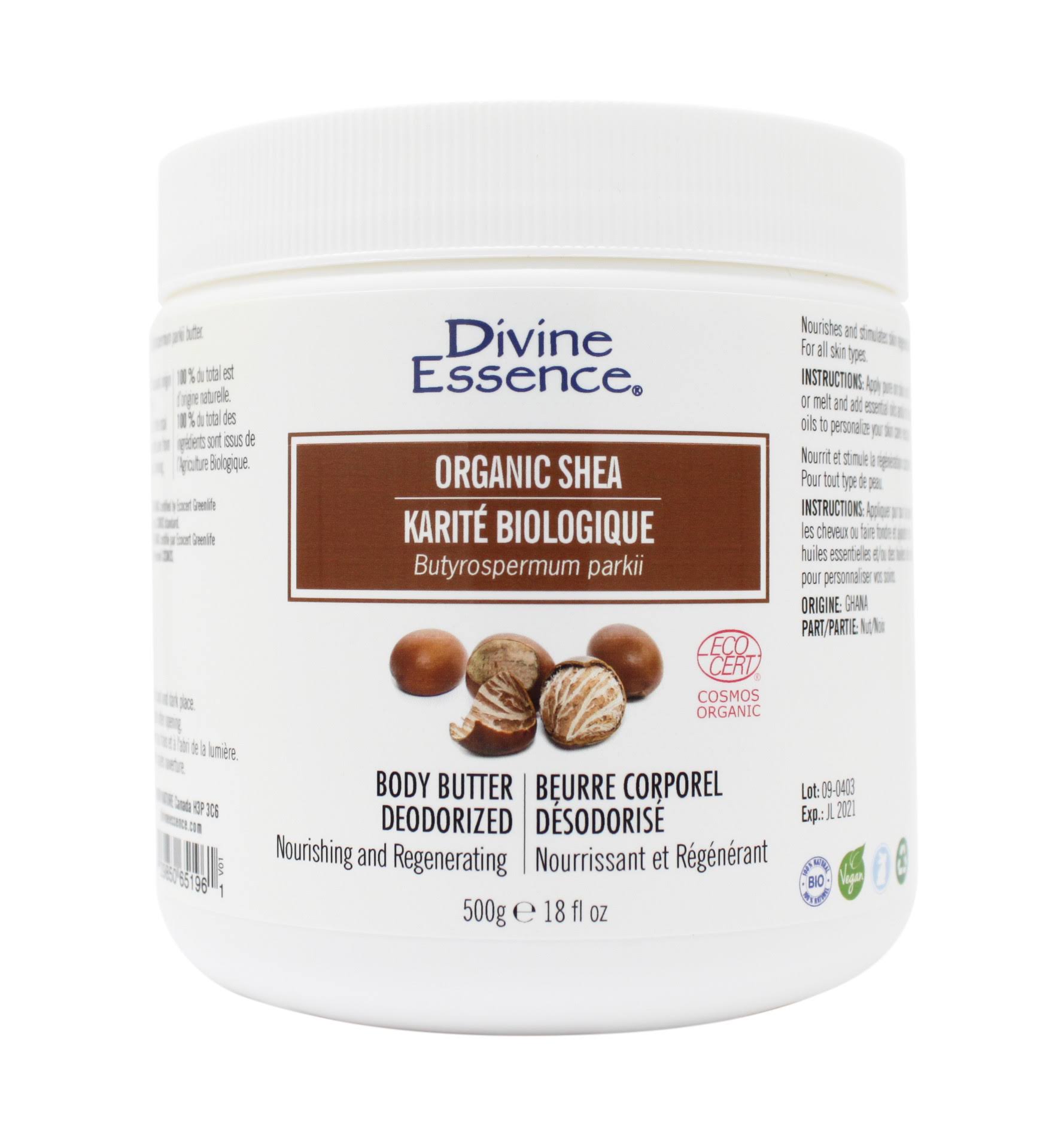 DIVINE ESSENCE Shea Butter (Deodorized - Organic - 500 gr)