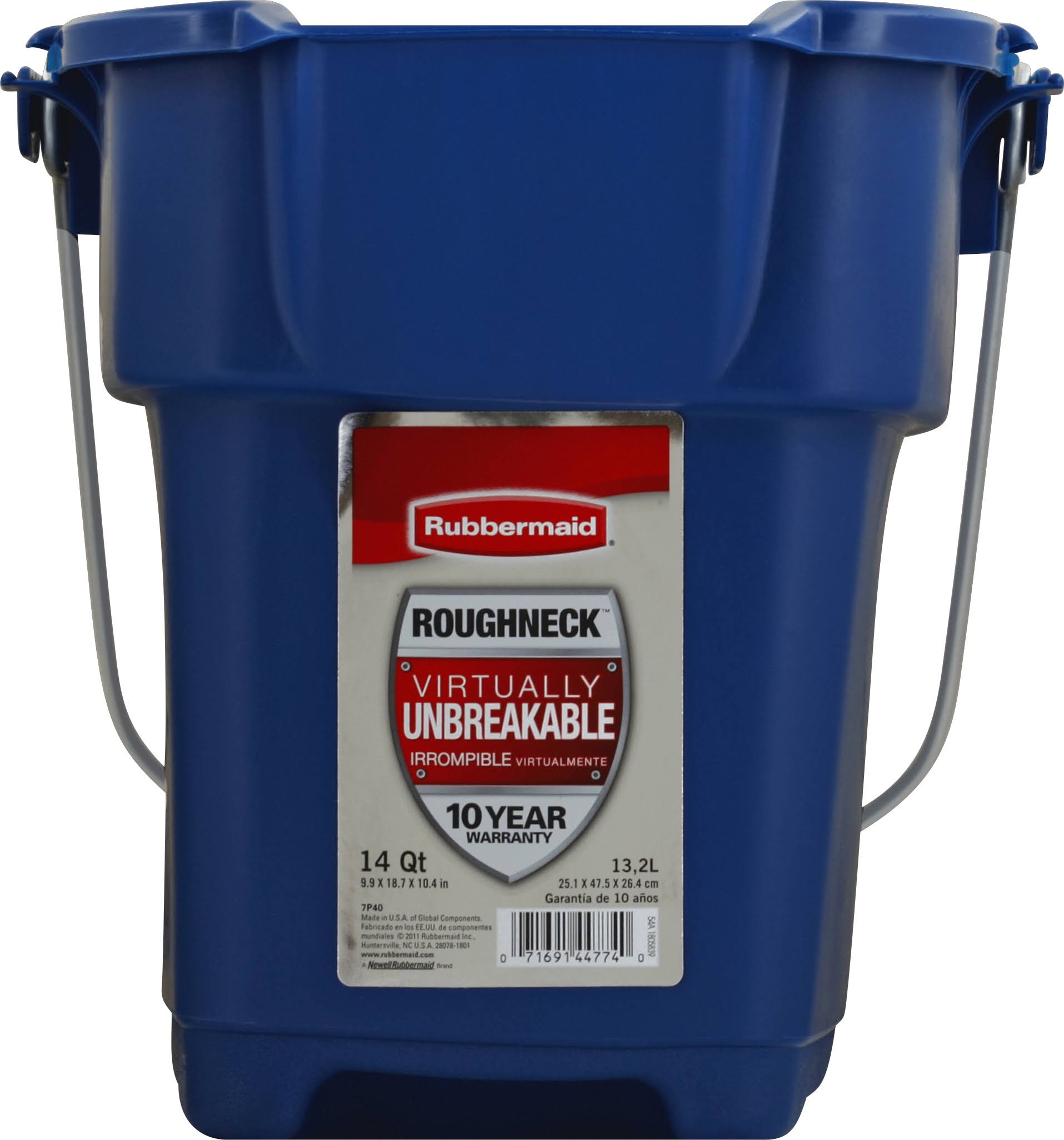 Rubbermaid Roughneck Rectangle Bucket - 14qt, Blue