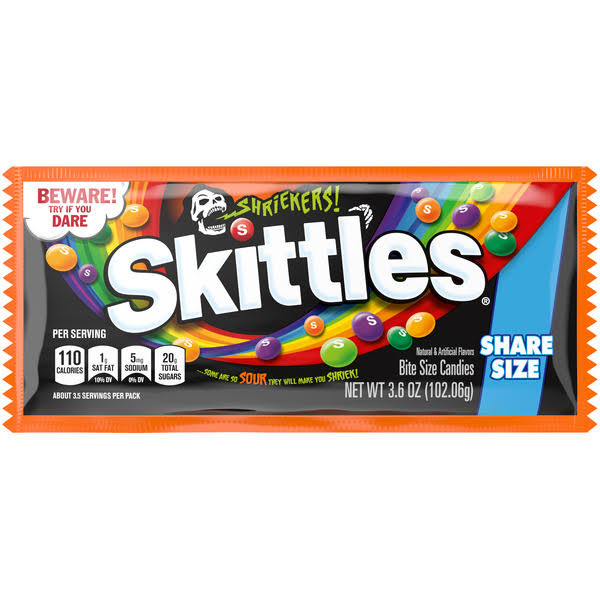 Skittles Shriekers Sour Chewy Halloween Candy Share Size - 3.6 oz