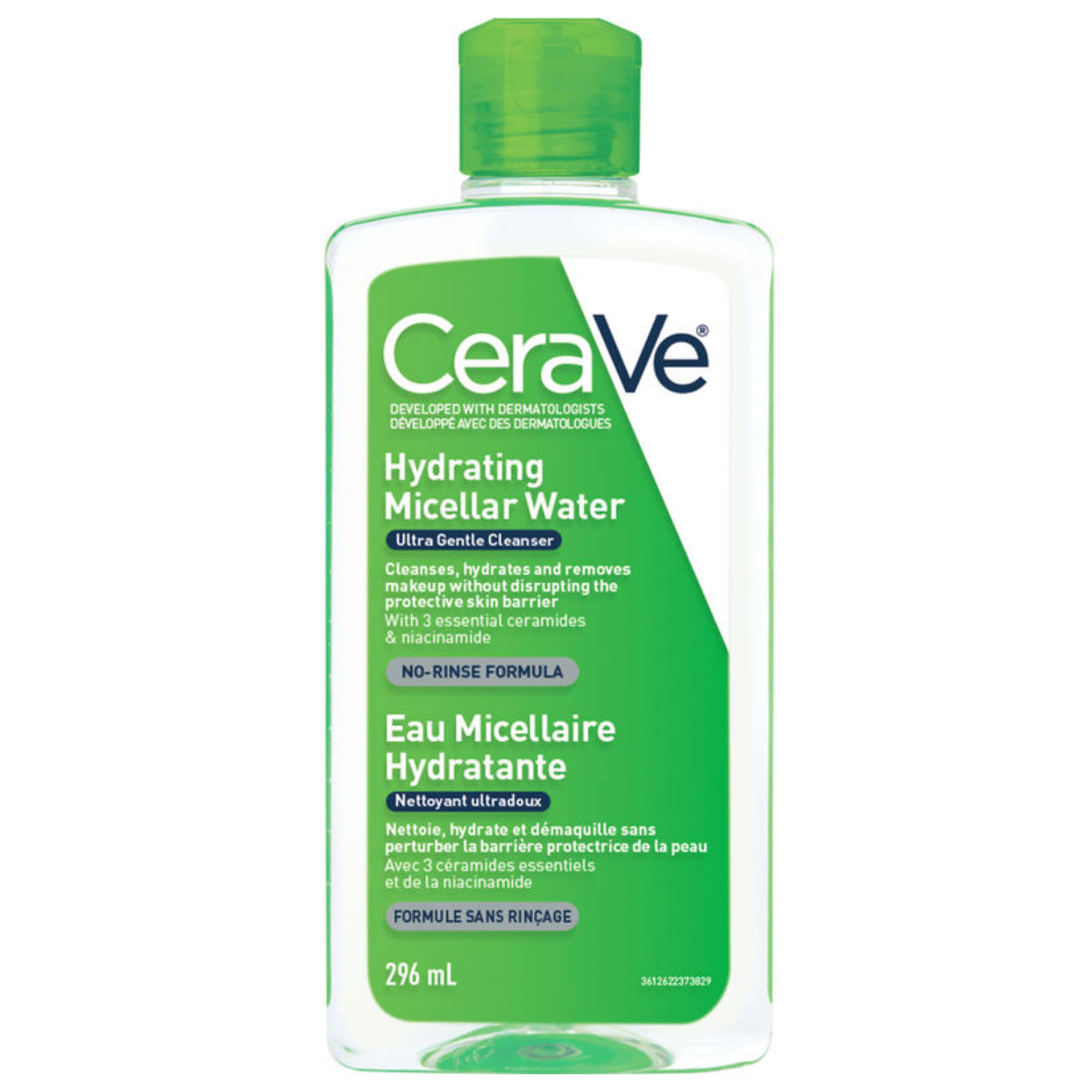 CeraVe Hydrating Micellar Water Cleanser & Eye Makeup Remover with Essential Ceramides, Hyaluronic Acid and Niacinamde (Vitamin B3) 296.0 mL