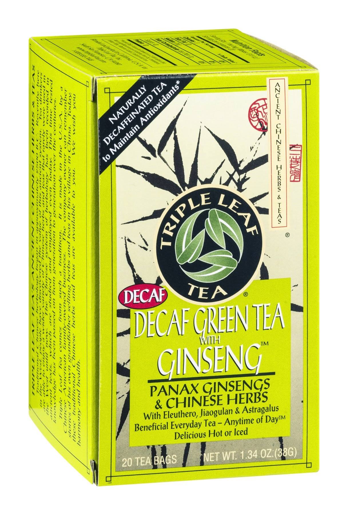 Triple Leaf Tea Decaf Green Tea - Ginseng, 20 Bags, 40g