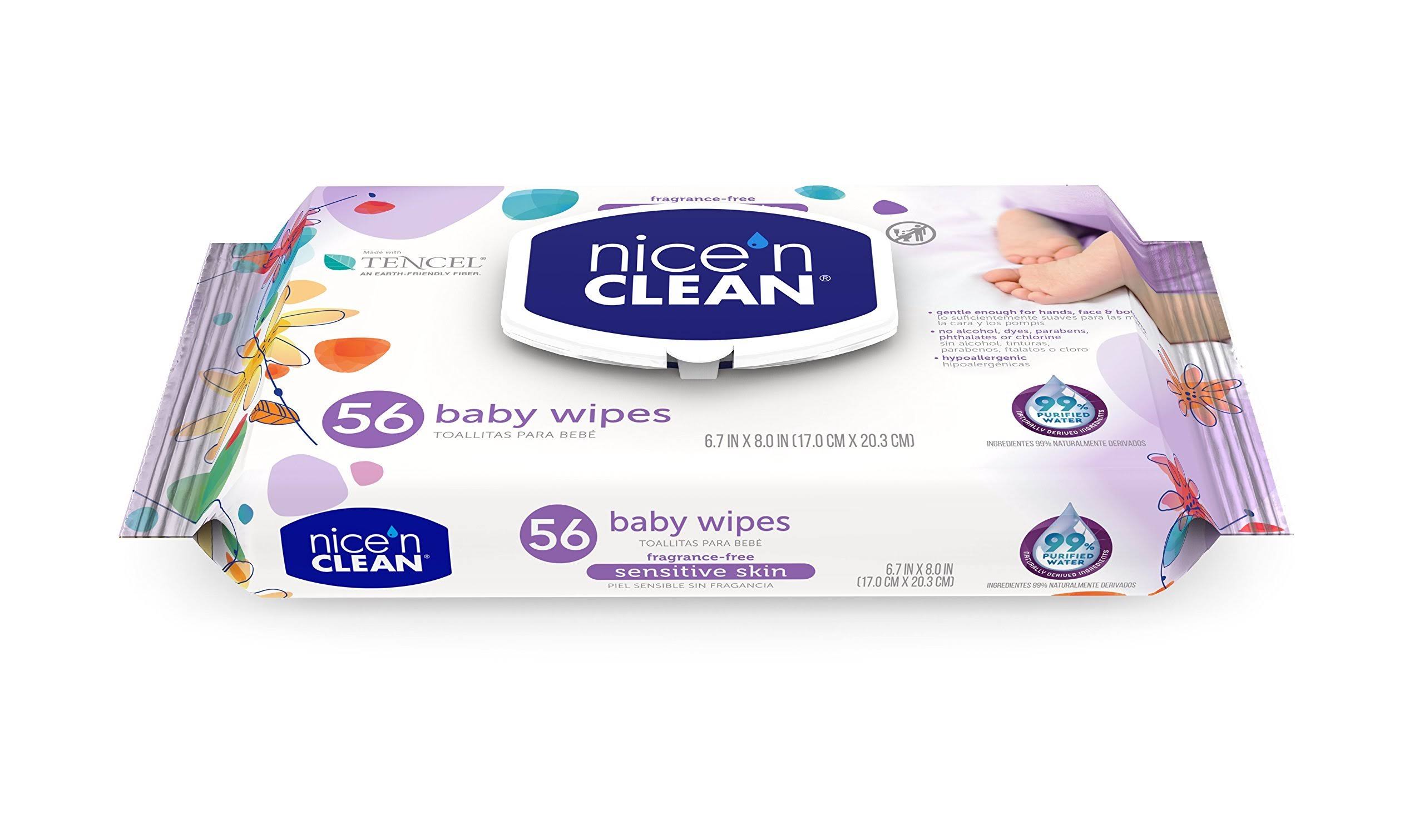 Nice 'n Clean Sensitive Skin Baby Wipes - 56pcs
