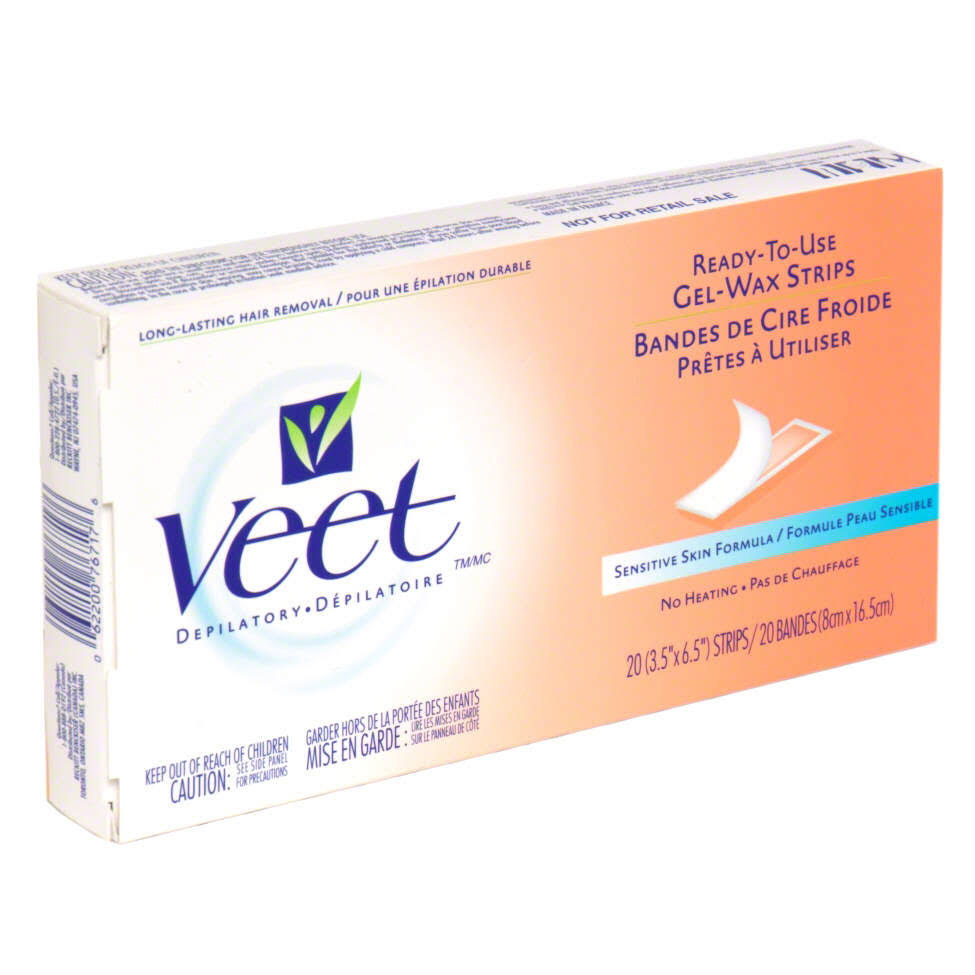 Veet Ready-To-Use Gel-Wax Strips - Sensitive Skin Formula, 20ct