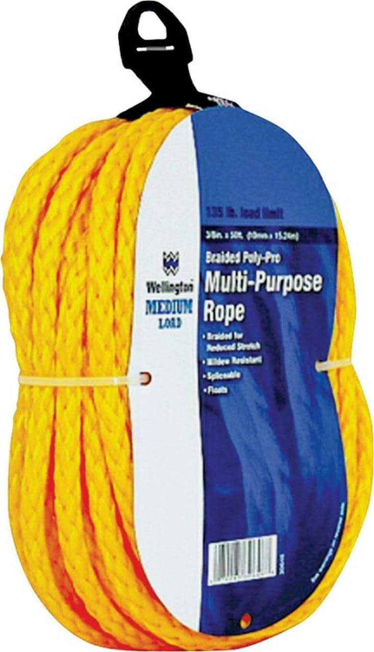 Wellington Cordage Polypropylene Rope - Yellow, 3/8" x 50'