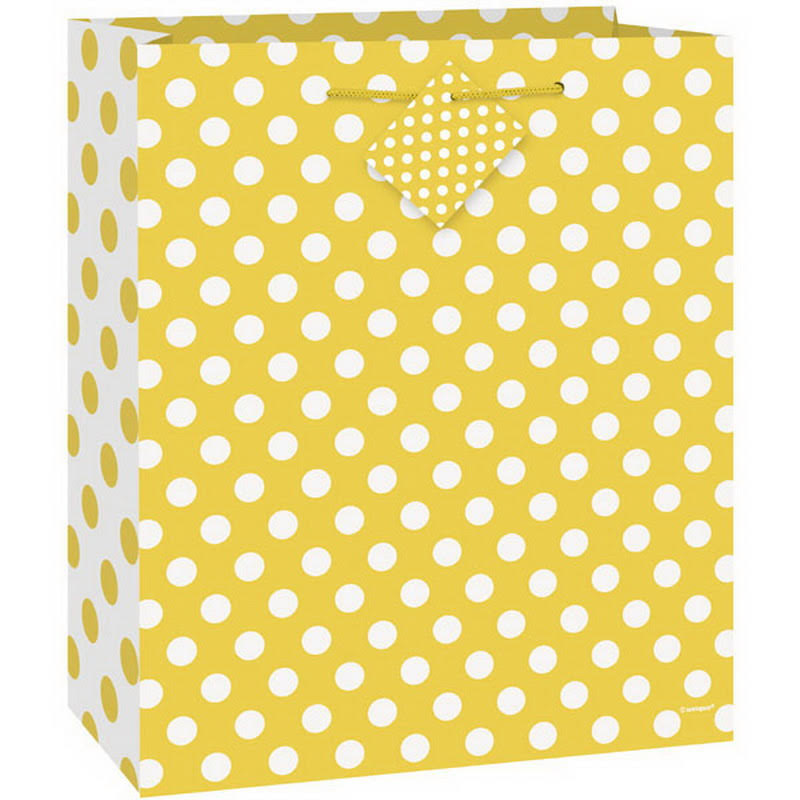Unique Polka Dot Gift Bag - Yellow