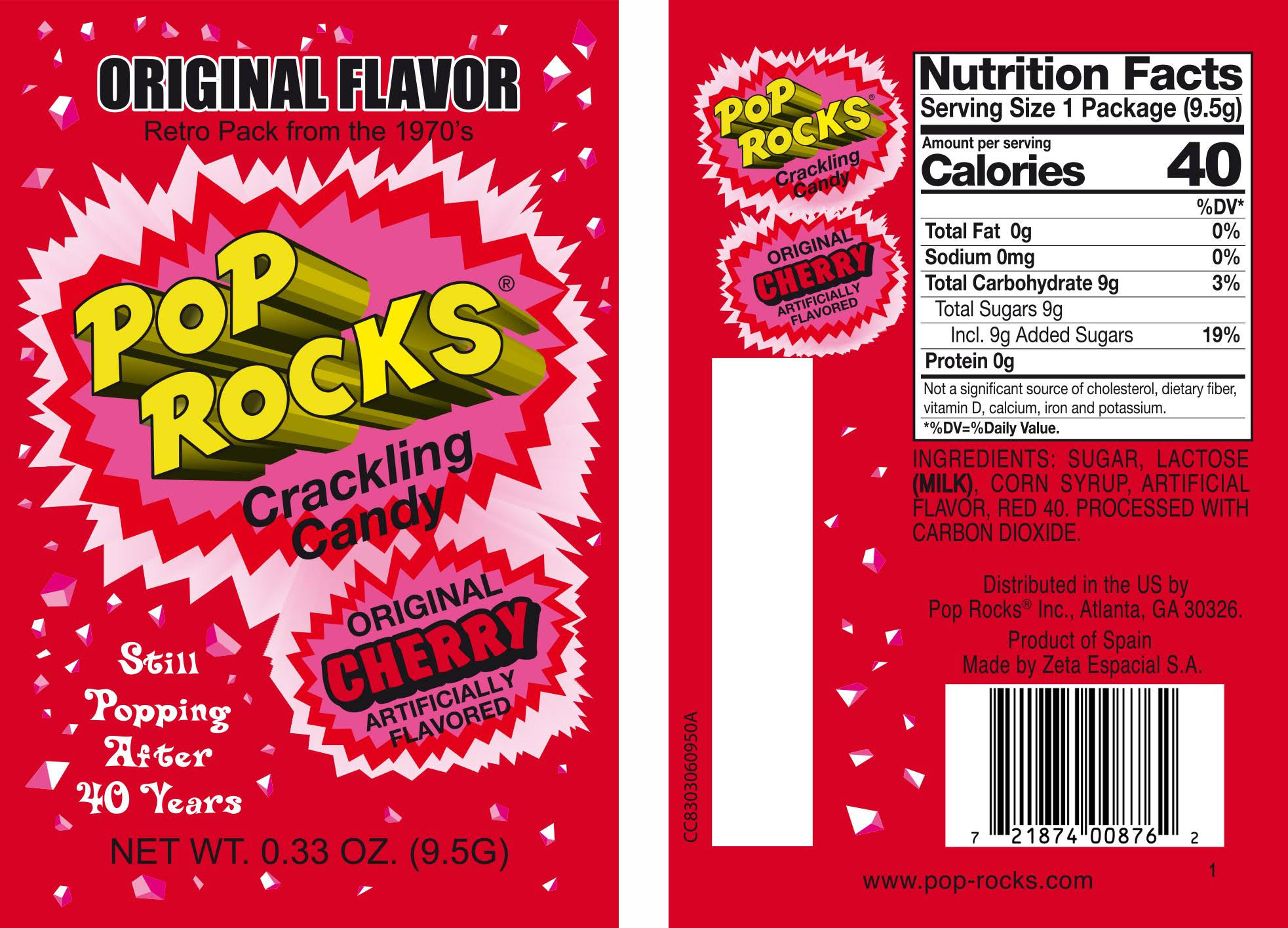 Pop Rocks Crackling Candy - Original Cherry, 9.5g