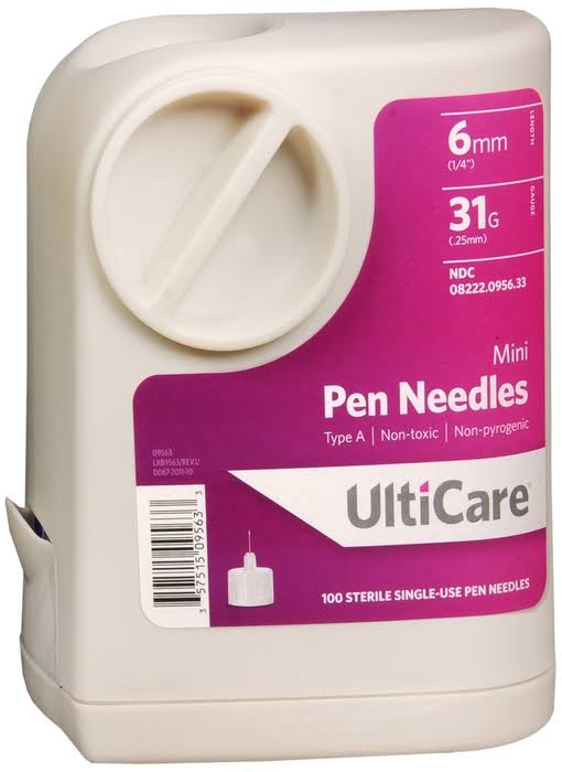 Ulticare Mini Pen Needles - 100 Sterile Single-Use Pen Needles