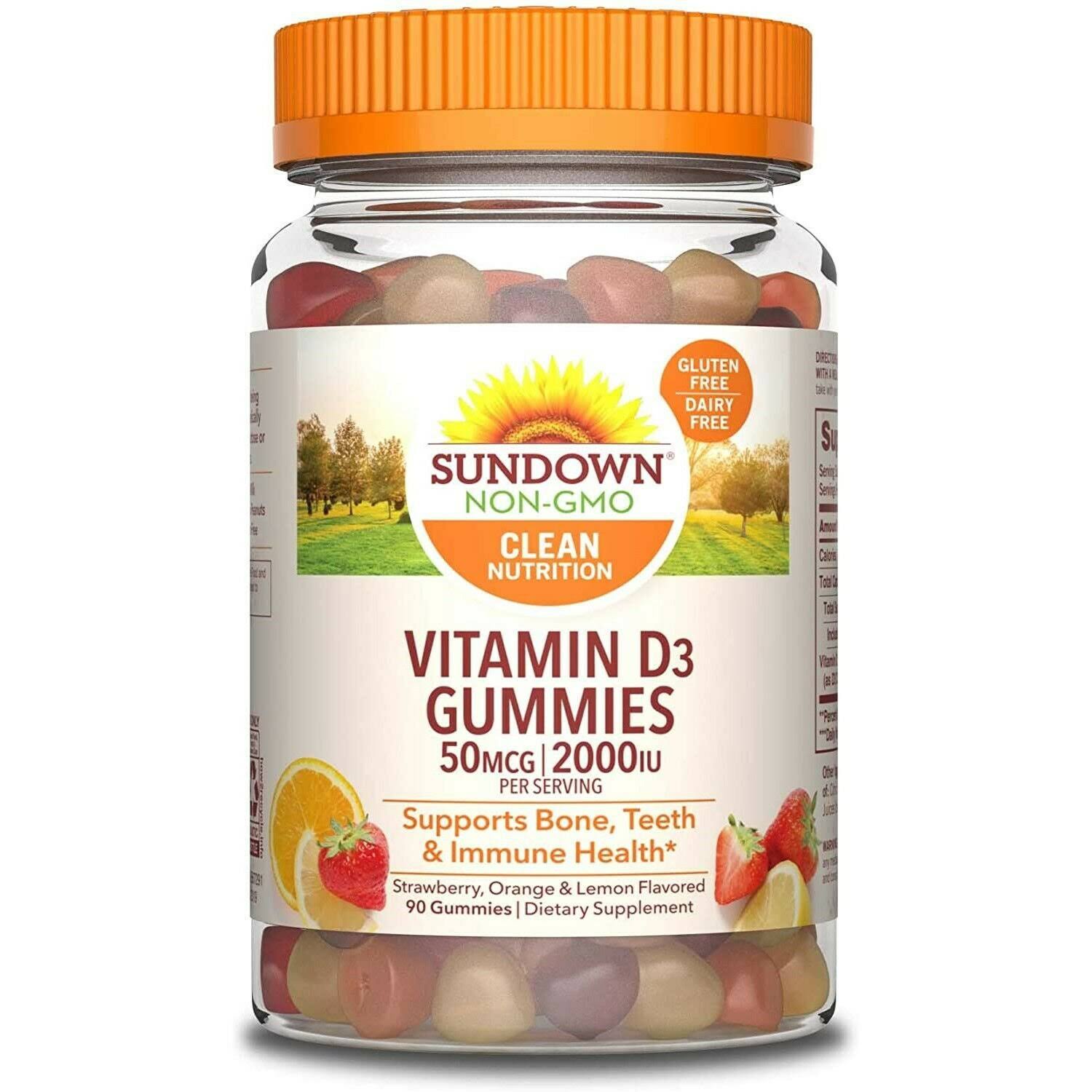 Sundown Naturals Vitamin D3 2000IU Gummies - 90ct, Strawberry, Orange and Lemon Flavored