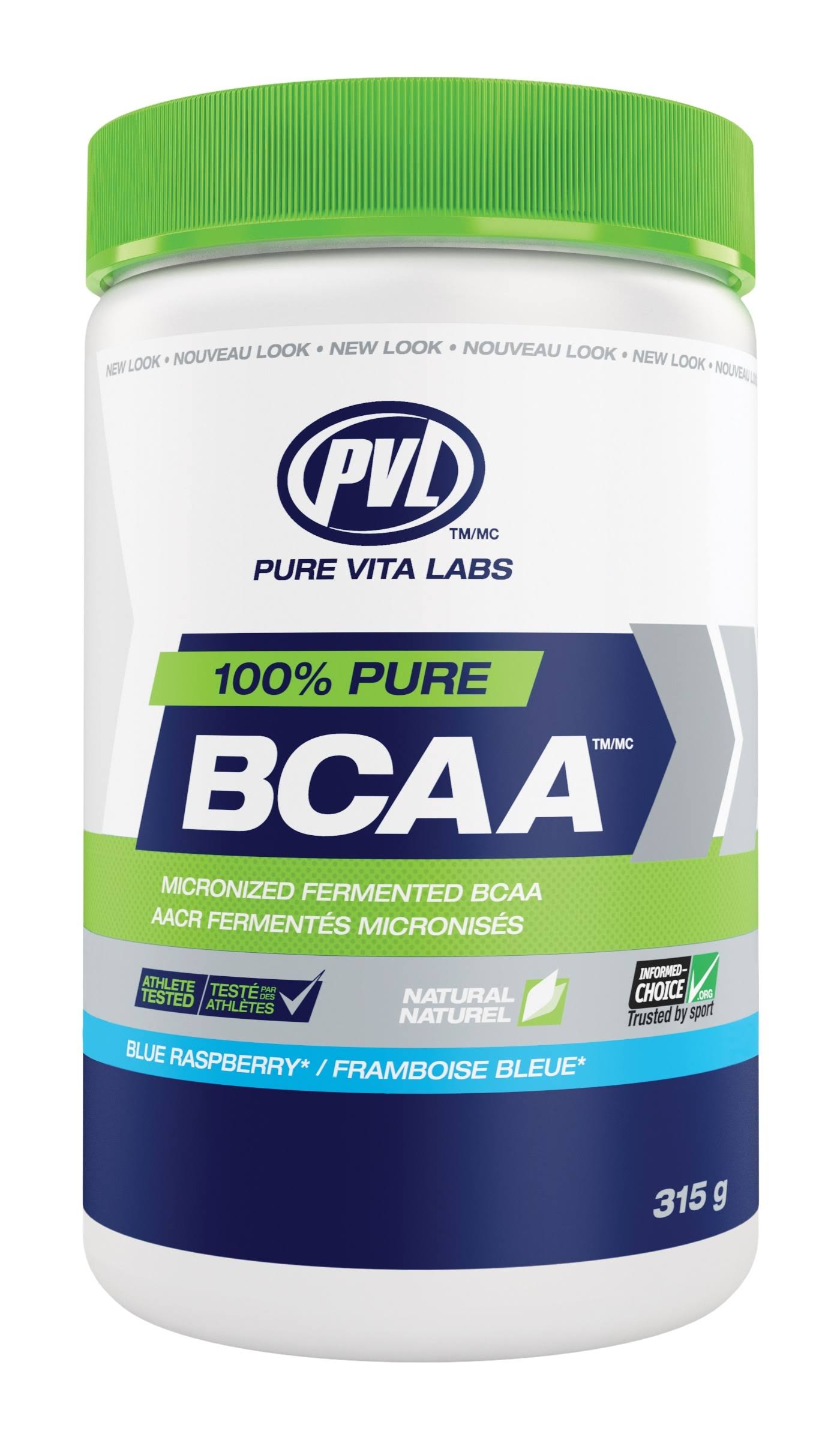 PVL 100% Pure BCAA - Blue Raspberry, 300g
