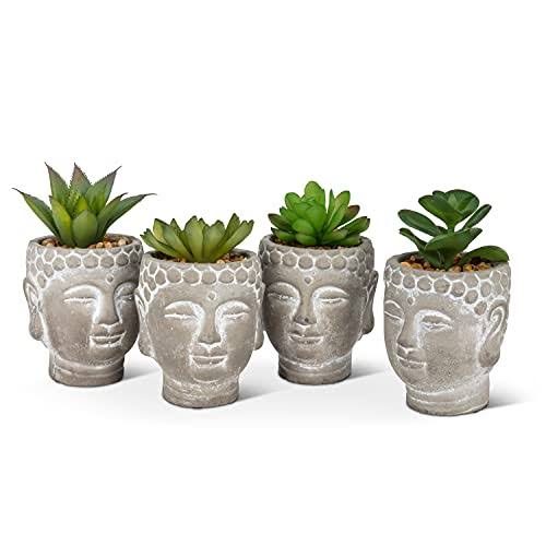 Abbott Collection 27 Mojave 20 Succulents in Buddha Head Pot Set of 4